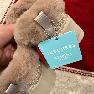 Skechers Martha Stewart Beige Fur Slippers